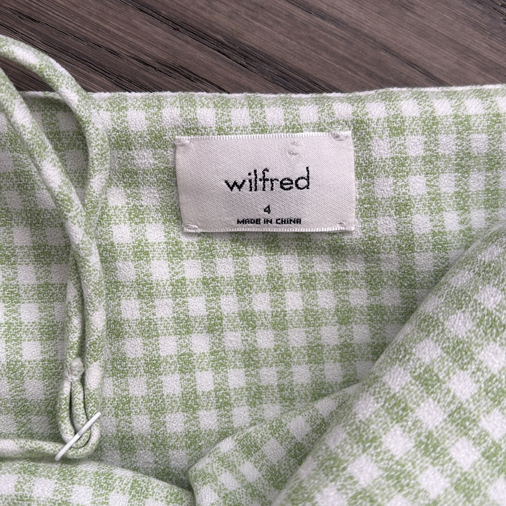 Wildfred | Aritzia Isabelle dress in gingham light green and white size 4 - Picture 10 of 16